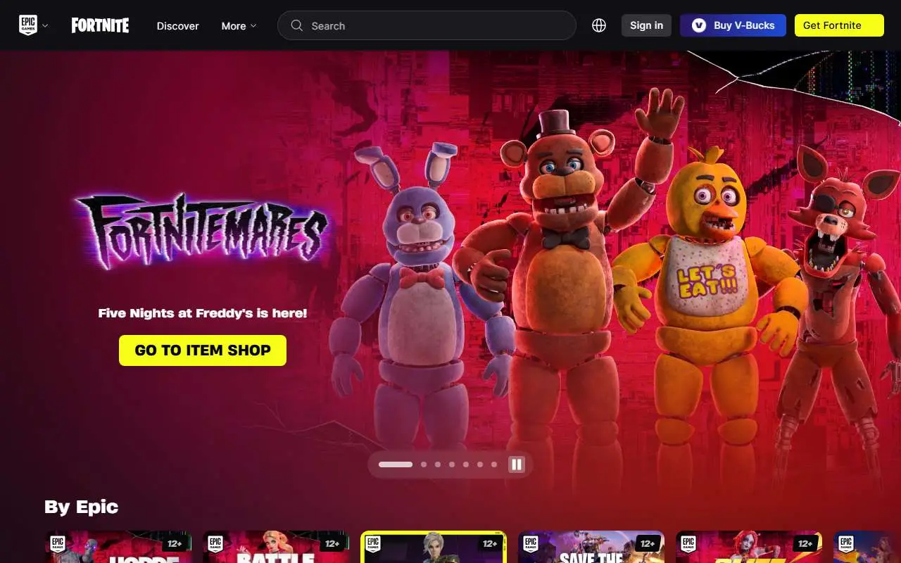 Tampilan website resmi Fortnite (fortnite.com)
