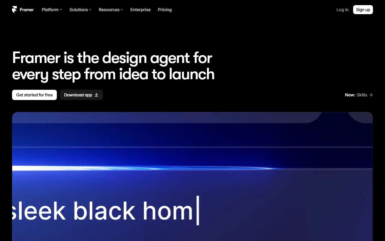 Tampilan website resmi Framer (framer.com)