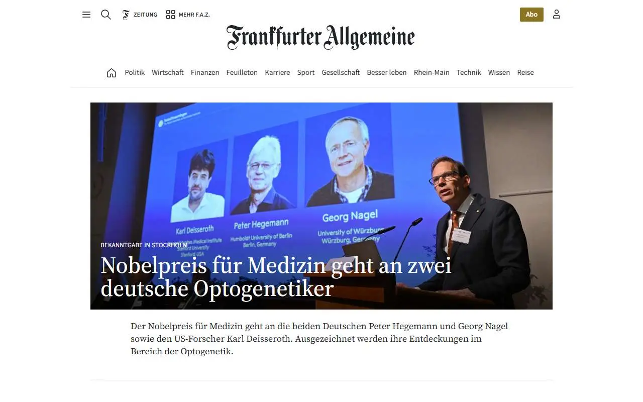 Tampilan website resmi Frankfurter Allgemeine Zeitung (faz.net)