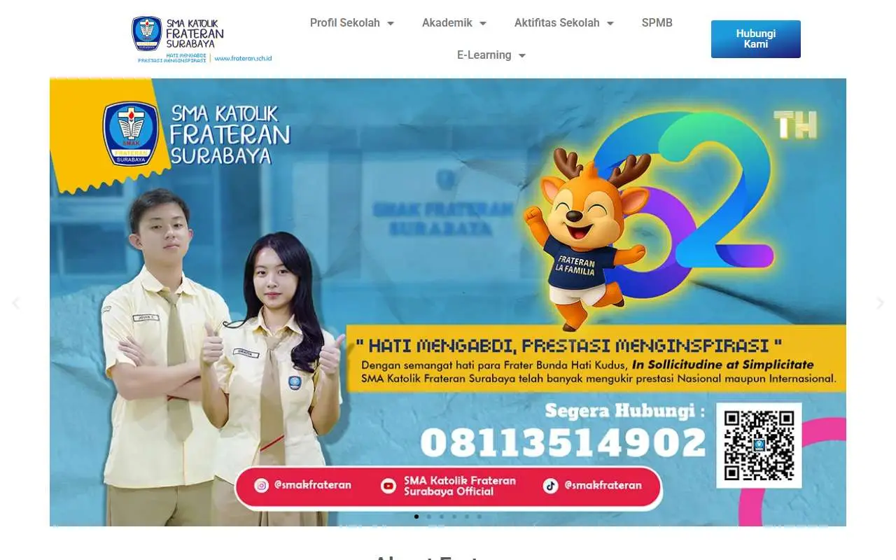 Tampilan website resmi SMA Katolik Frateran (frateran.sch.id)