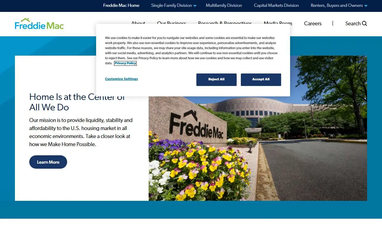 Tampilan website resmi Freddie Mac (freddiemac.com)