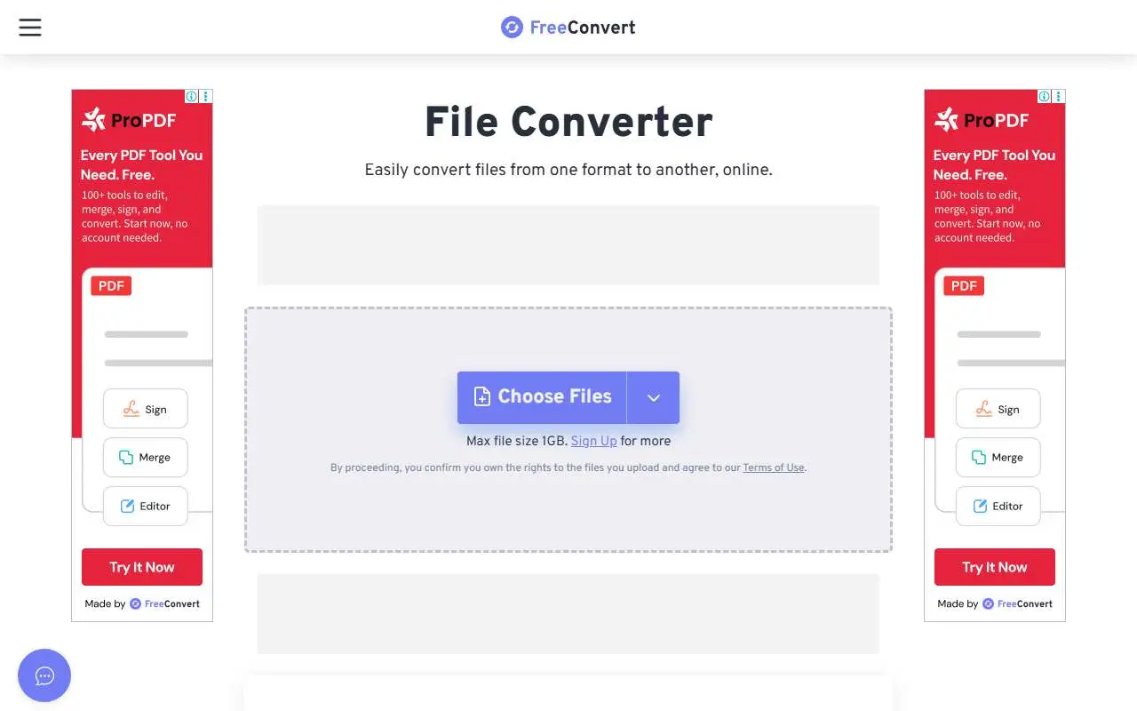 Tampilan website resmi FreeConvert (freeconvert.com)