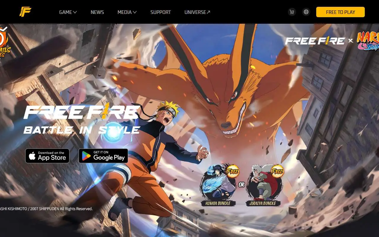 Tampilan website resmi Free Fire (ff.garena.com)