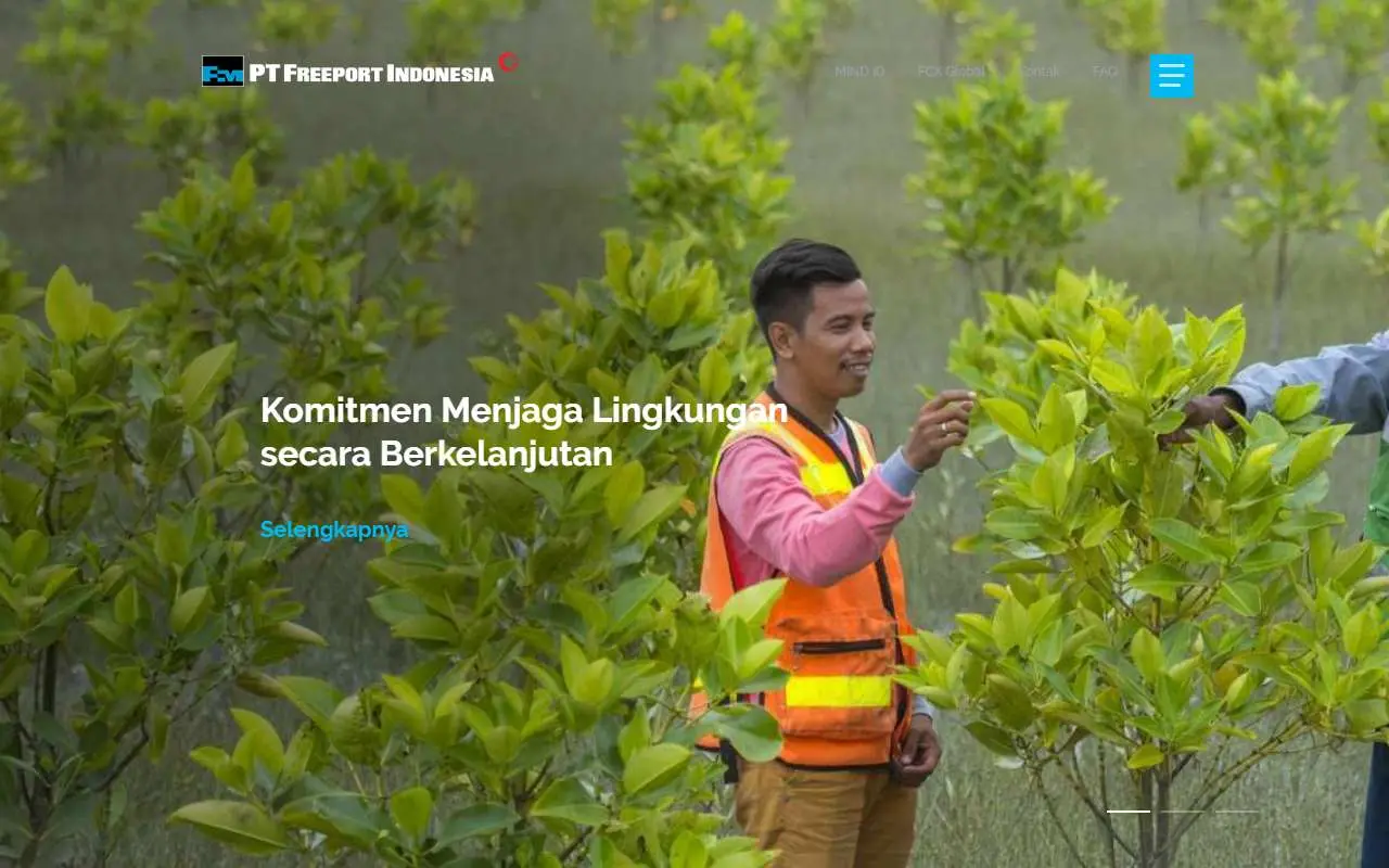Tampilan website resmi Freeport Indonesia (ptfi.co.id)
