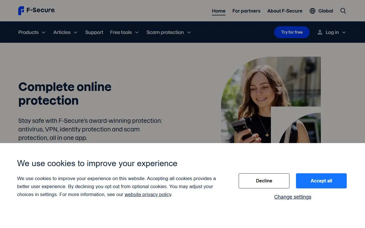 Tampilan website resmi F-Secure (f-secure.com)