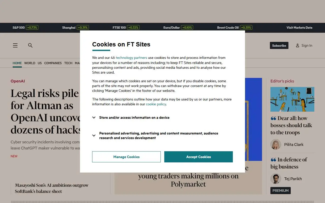 Tampilan website resmi Financial Times (ft.com)