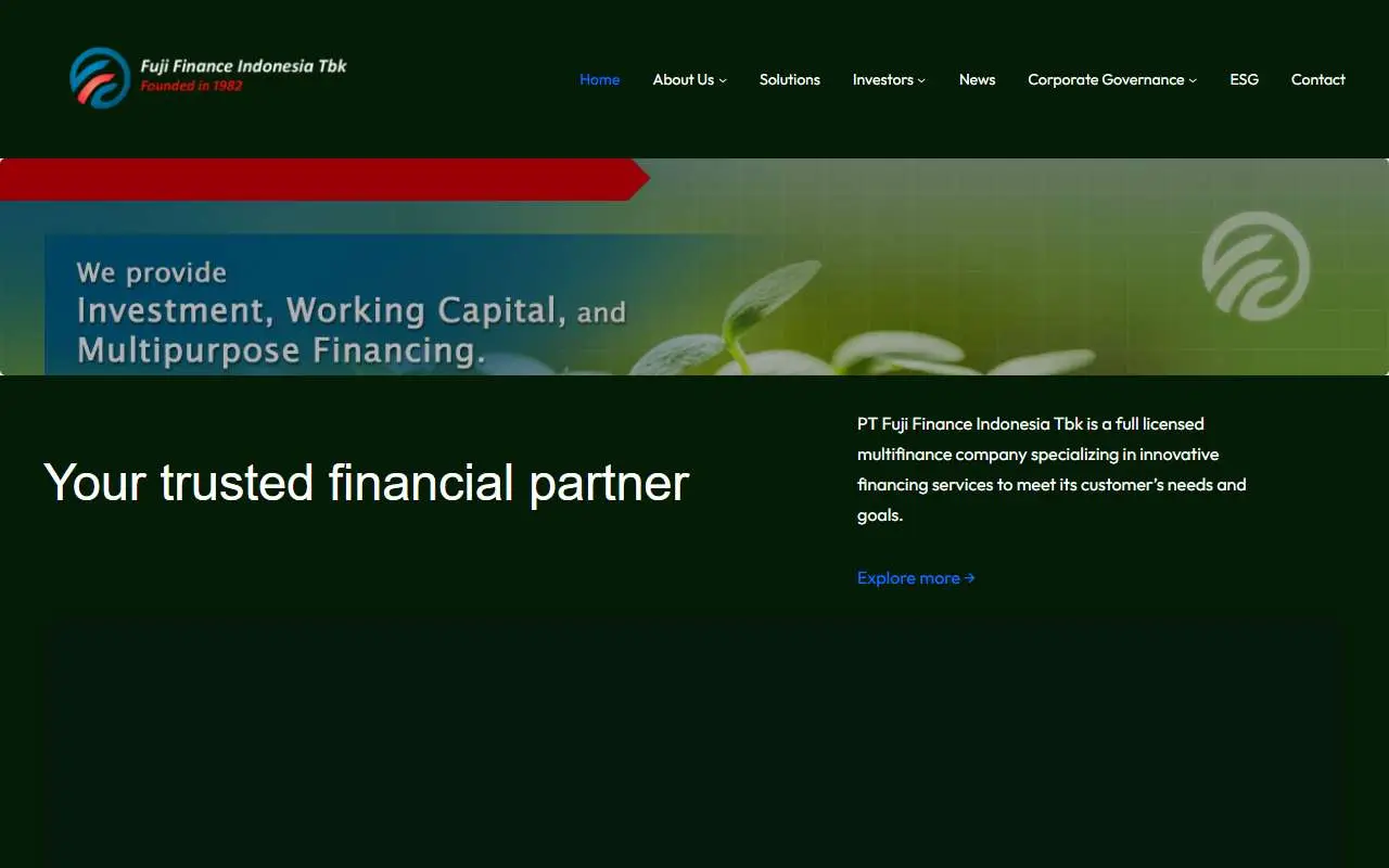 Tampilan website resmi Fuji Finance Indonesia (fujifinance.com)