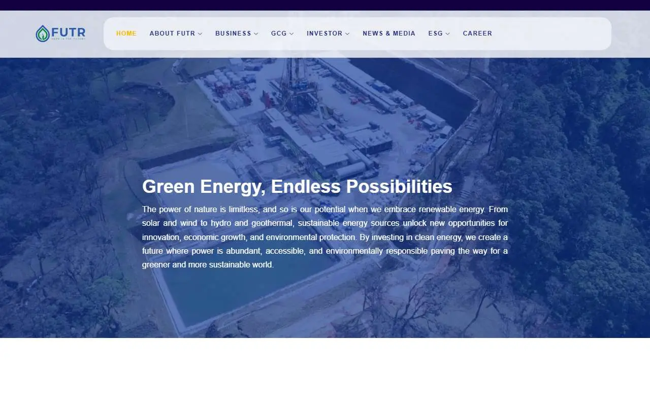 Tampilan website resmi Futura Energi Global (futura-energi.com)
