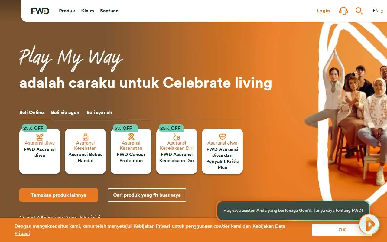 Tampilan website resmi FWD Insurance Indonesia (fwd.co.id)