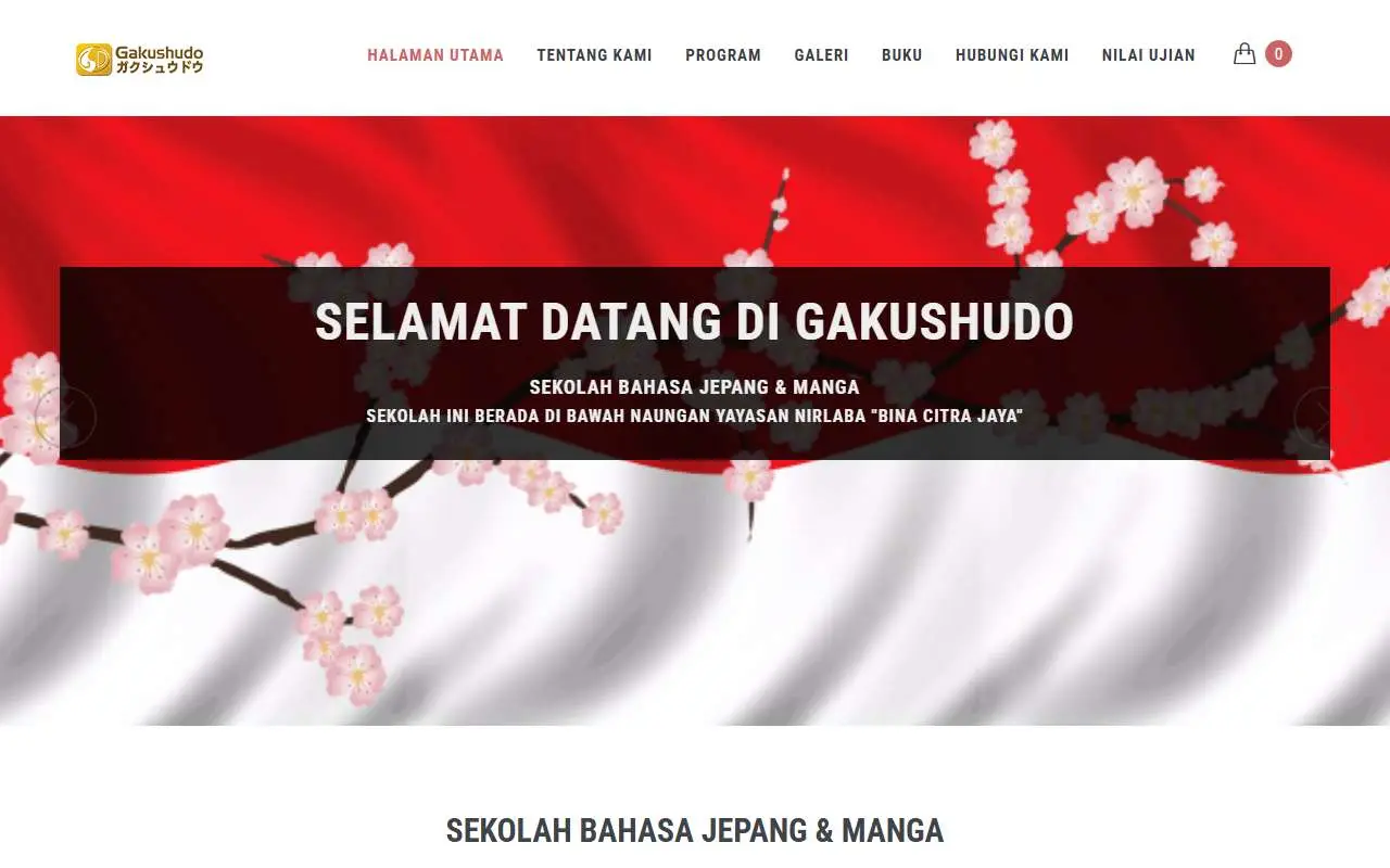 Tampilan website resmi Gakushudo (gakushudo.com)