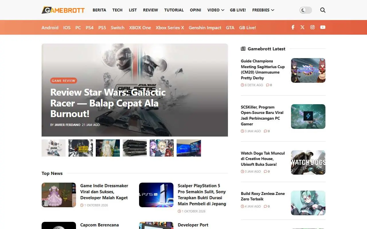 Tampilan website resmi Gamebrott (gamebrott.com)