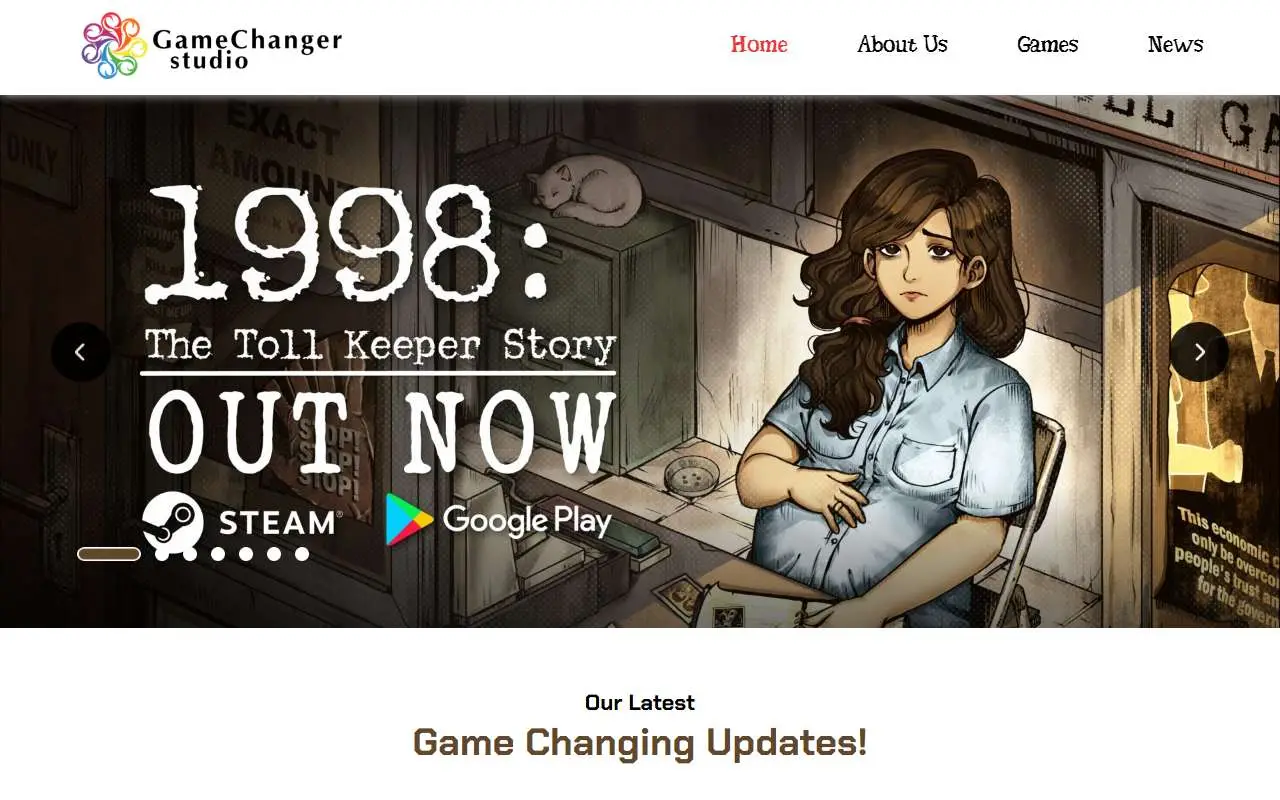 Tampilan website resmi GameChanger Studio (gamechangerstudio.net)