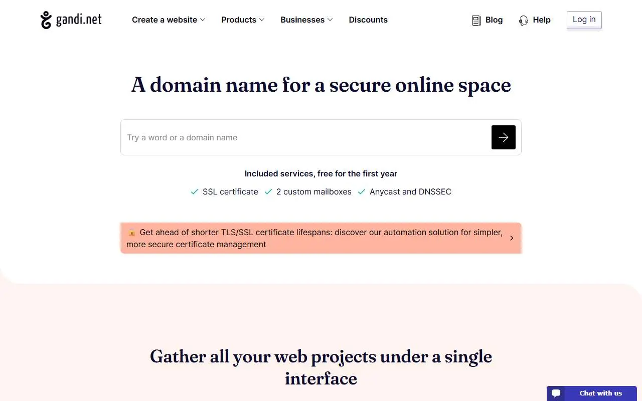 Tampilan website resmi Gandi (gandi.net)