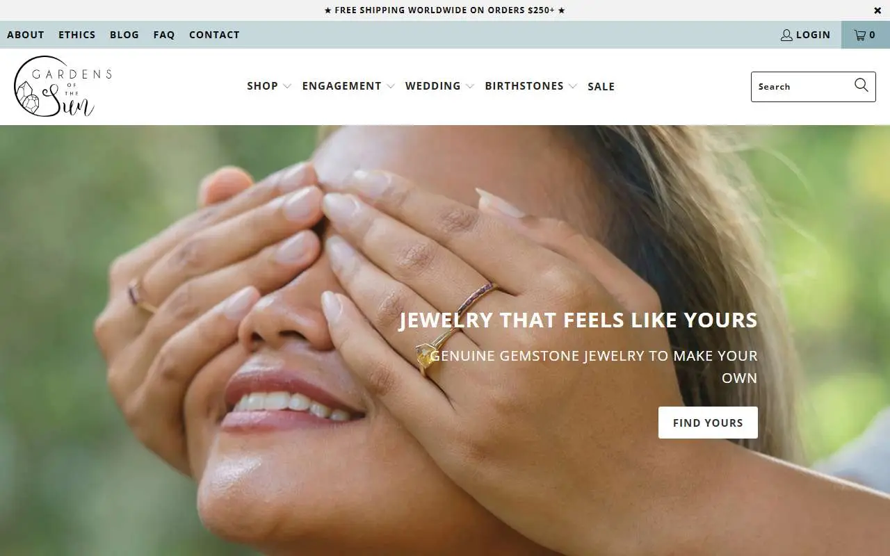 Tampilan website resmi Gardens of the Sun (gardensofthesun.com)