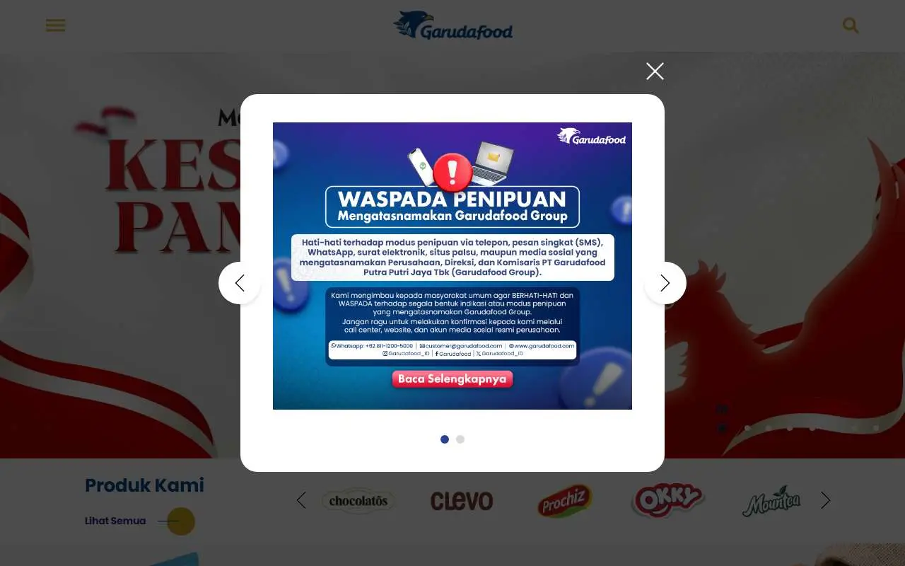 Tampilan website resmi Garudafood (garudafood.com)