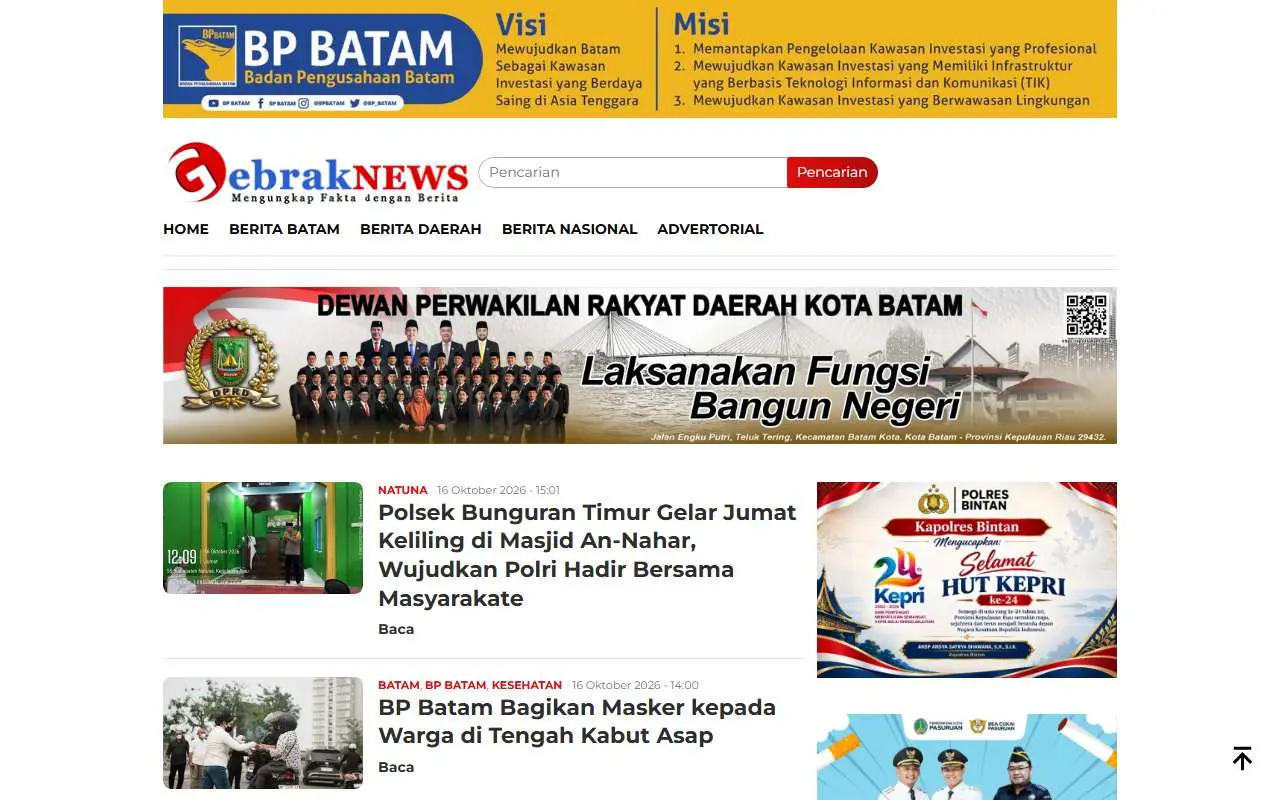 Tampilan website resmi Gebraknews (gebraknews.co.id)