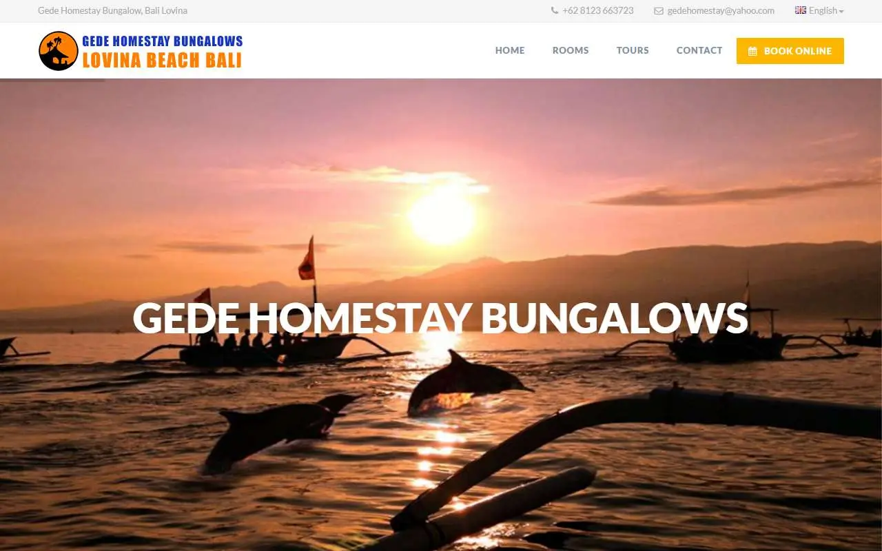 Tampilan website resmi Gede Homestay (gedehomestay.com)