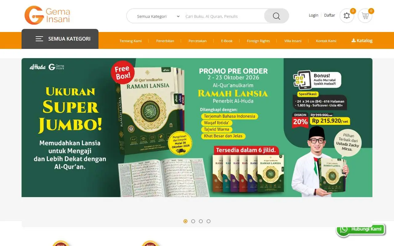 Tampilan website resmi Gema Insani (gemainsani.co.id)