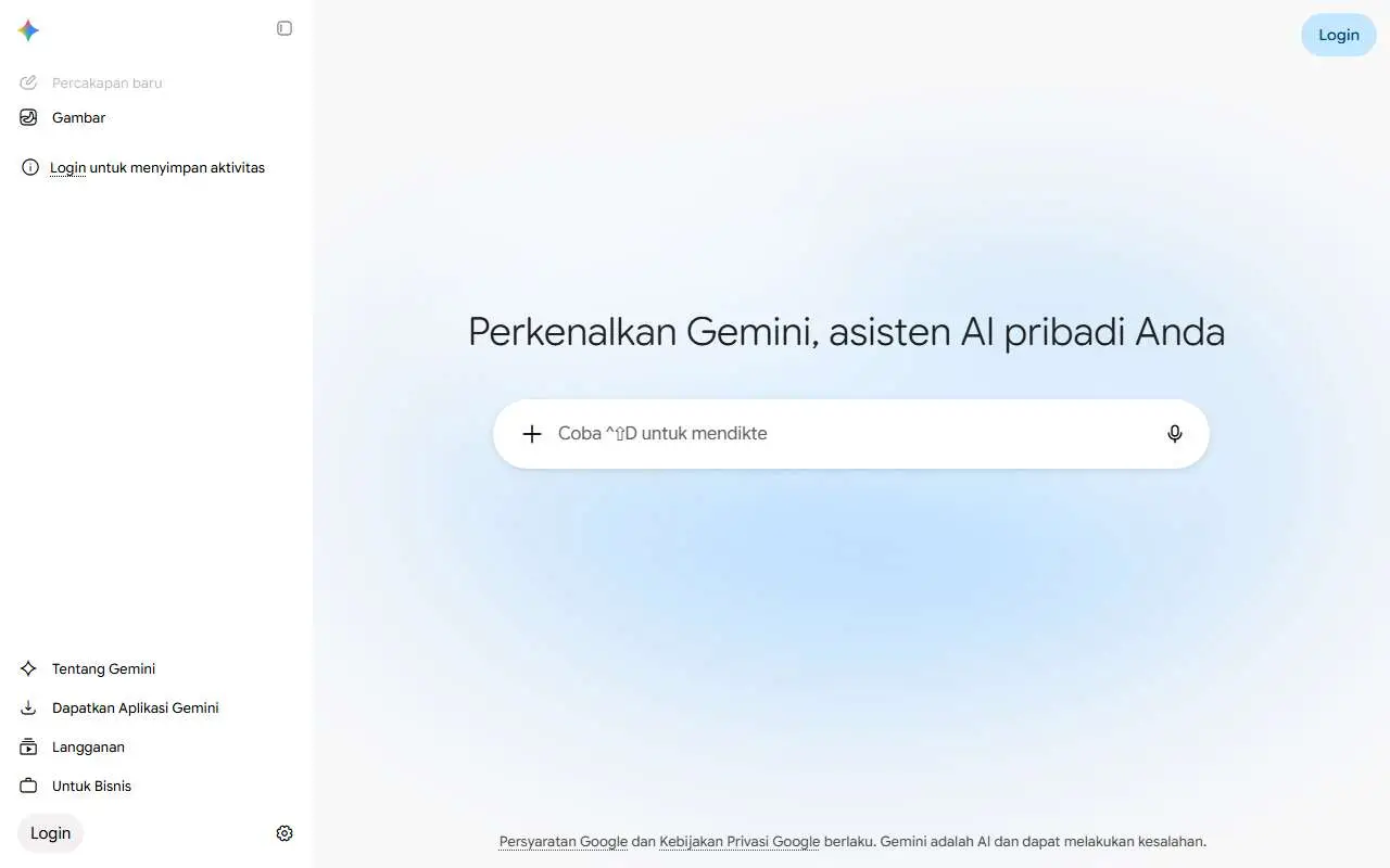 Tampilan website resmi Gemini (gemini.google.com)