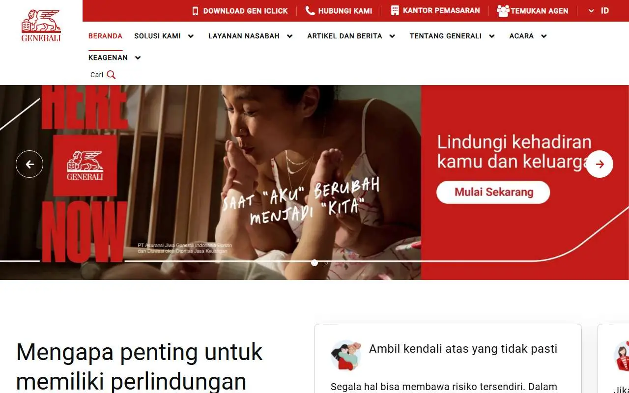 Tampilan website resmi Generali Indonesia (generali.co.id)