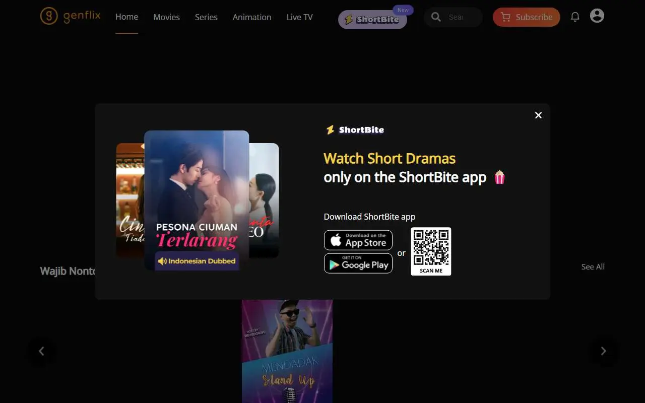 Tampilan website resmi GENFLIX (genflix.co.id)