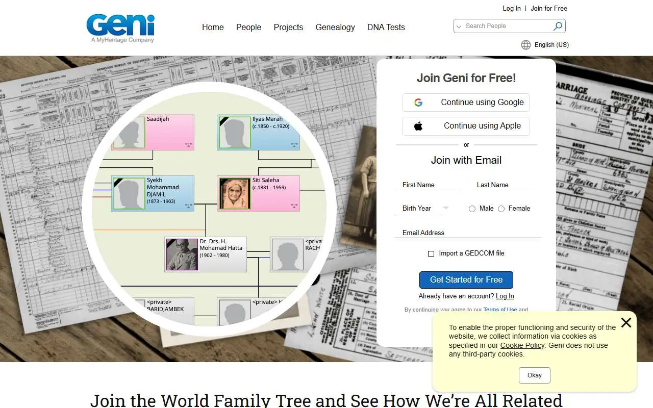 Tampilan website resmi Geni (geni.com)