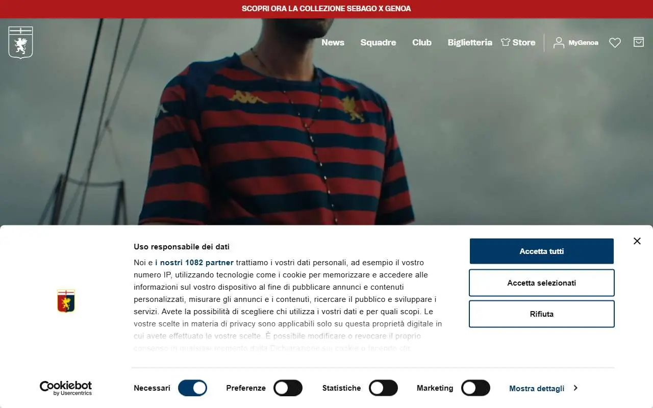 Tampilan website resmi Genoa C.F.C. (genoacfc.it)