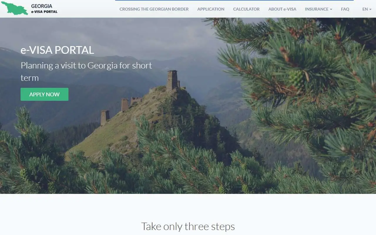Tampilan website resmi Georgia e-Visa (evisa.gov.ge)
