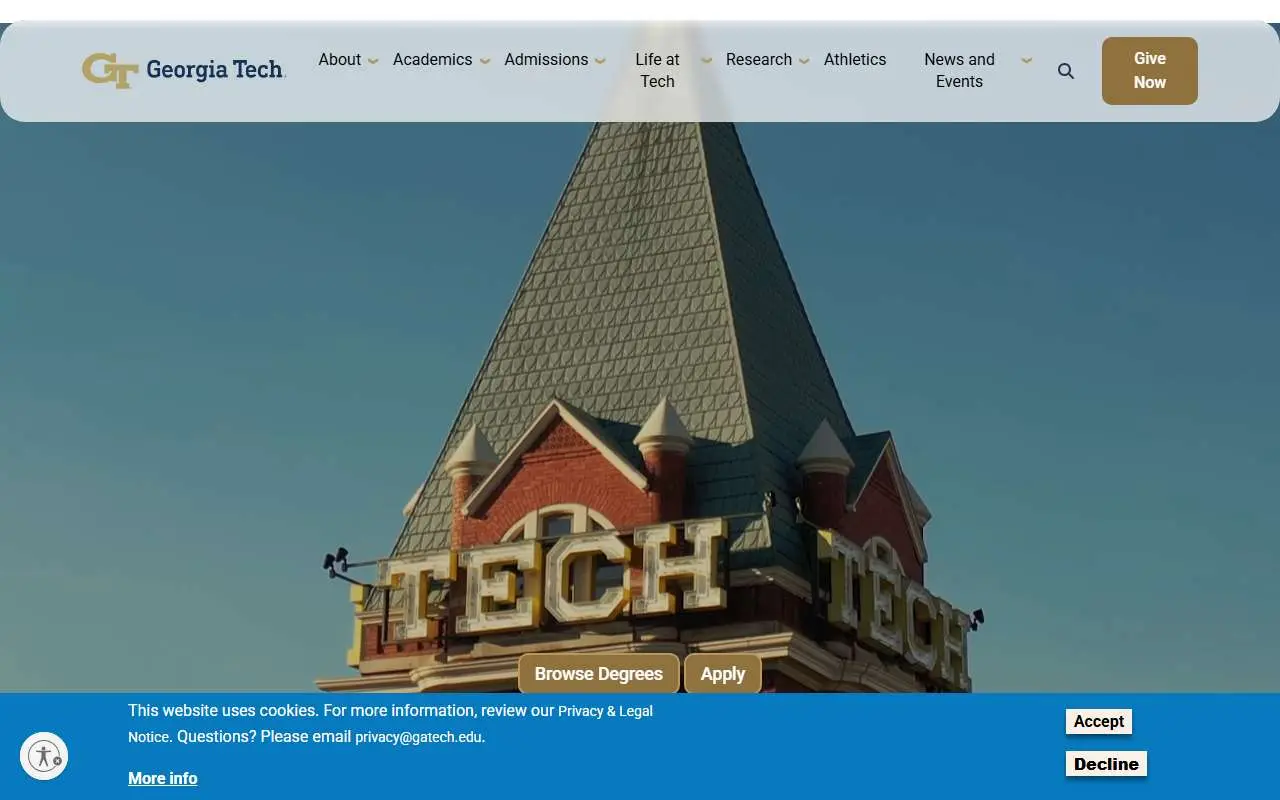 Tampilan website resmi Georgia Institute of Technology (gatech.edu)