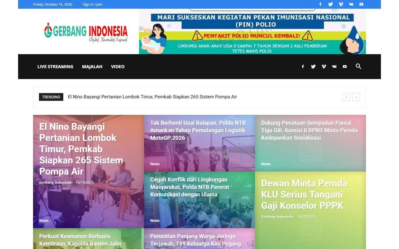Tampilan website resmi Gerbang Indonesia (gerbangindonesia.co.id)