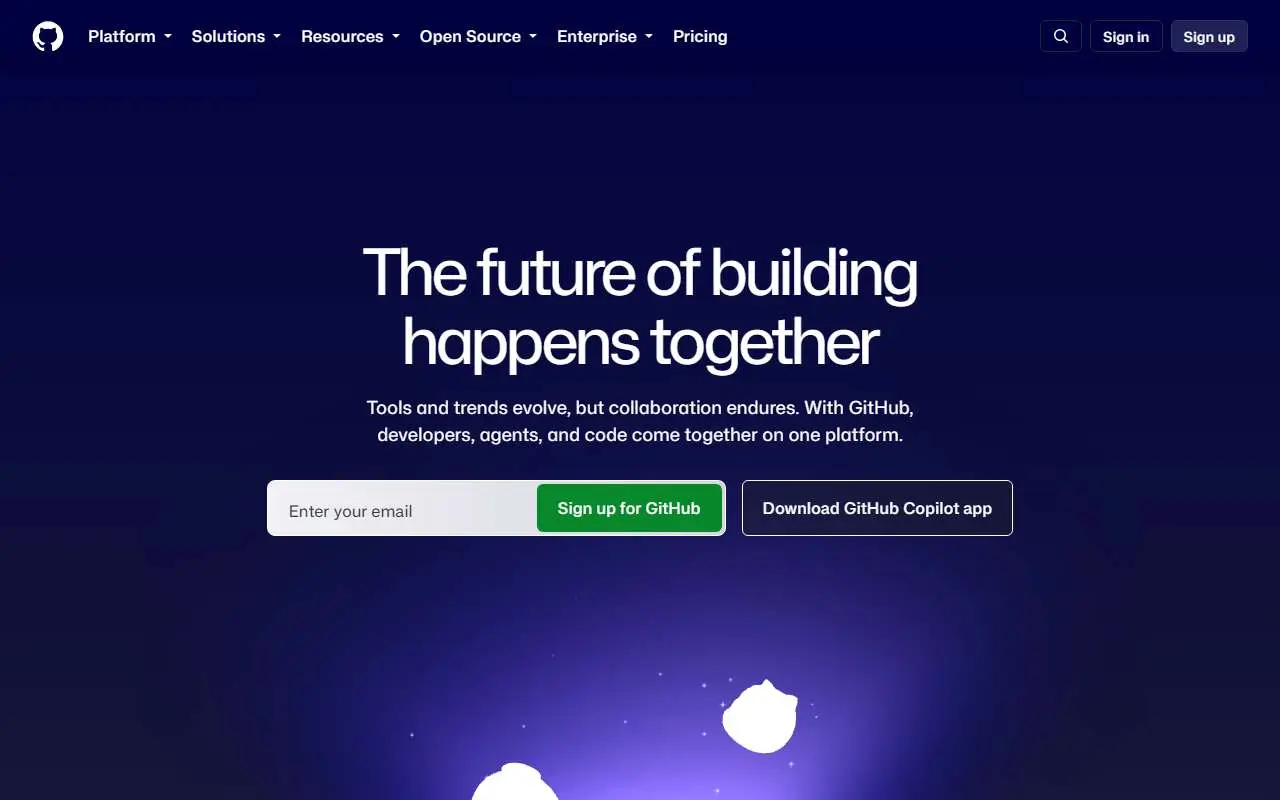 Tampilan website resmi GitHub (github.com)