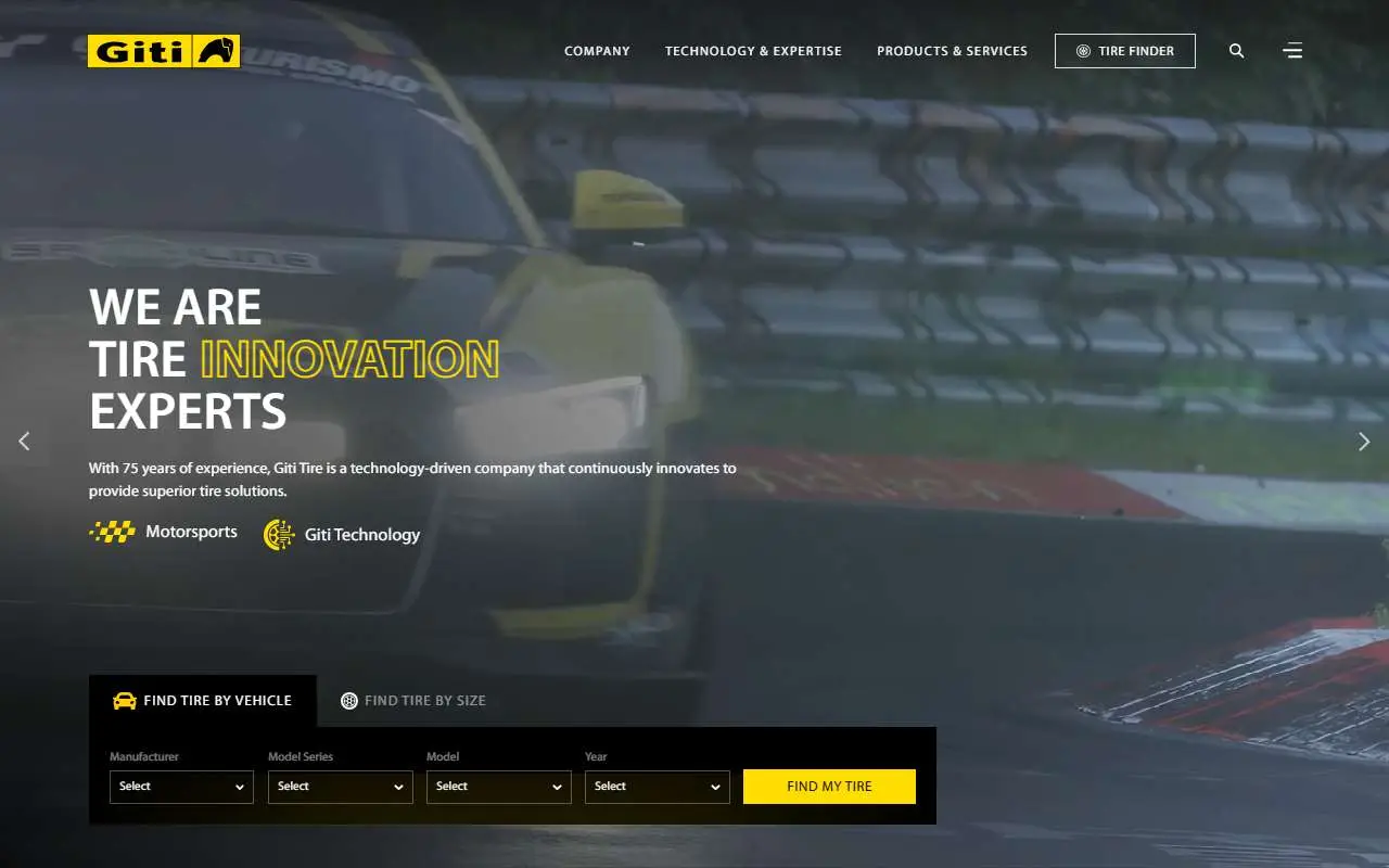 Tampilan website resmi Giti Tire (giti.com)