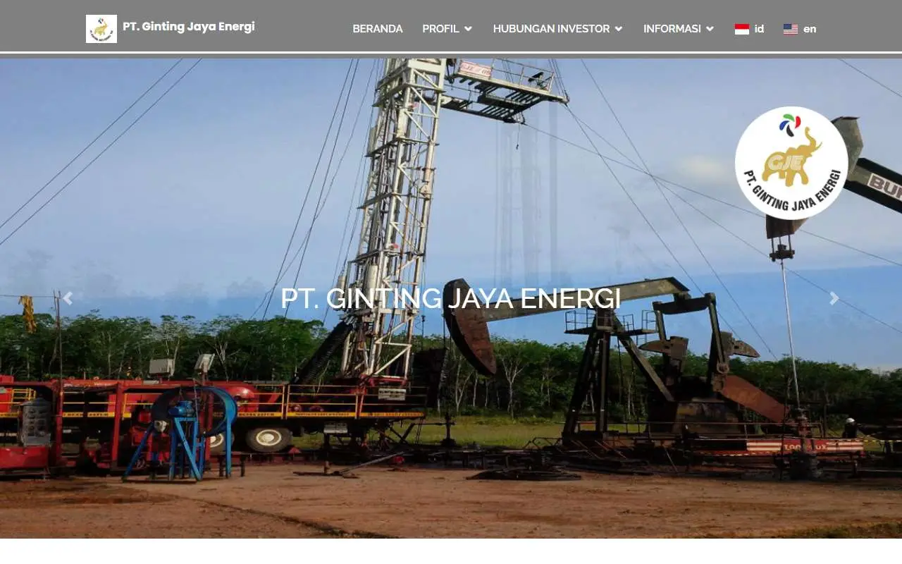 Tampilan website resmi Ginting Jaya Energi (gj-energi.co.id)