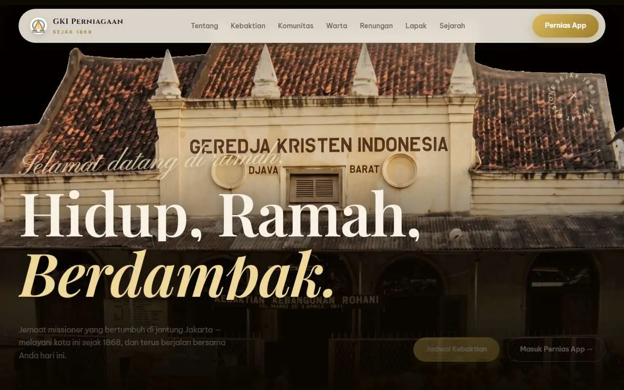 Tampilan website resmi GKI Perniagaan (gkiperniagaan.org)