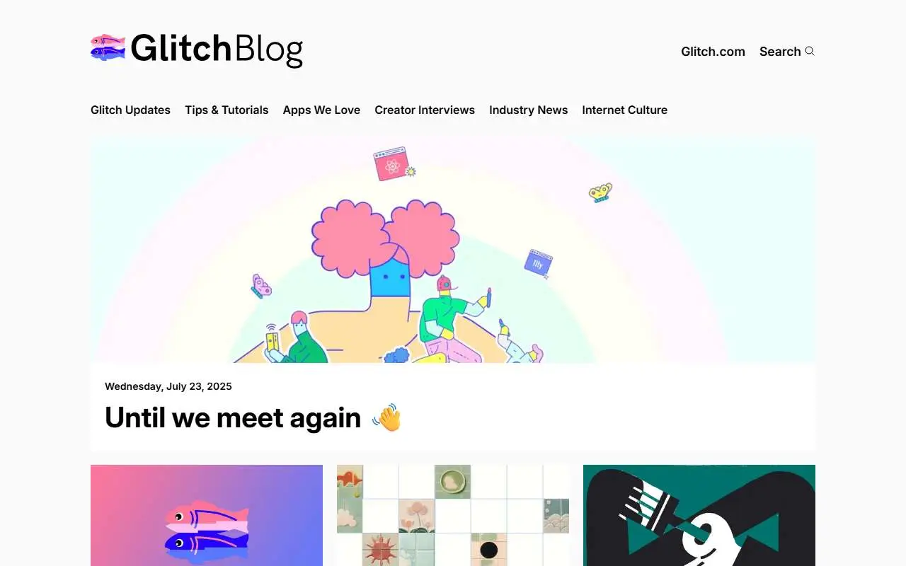 Tampilan website resmi Glitch (glitch.com)