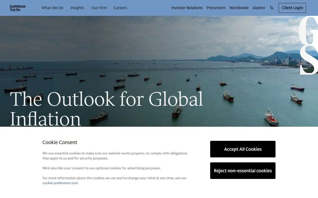 Tampilan website resmi Goldman Sachs (goldmansachs.com)