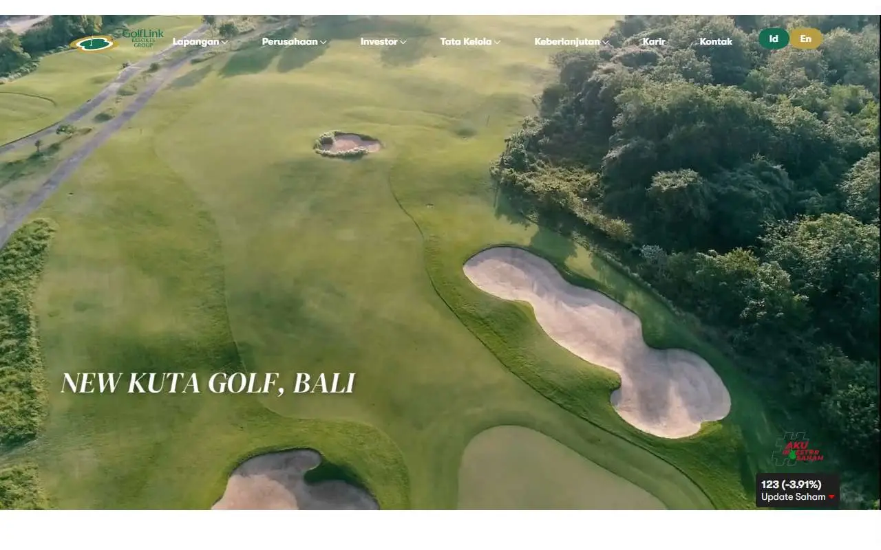 Tampilan website resmi Intra GolfLink Resorts (golflinkresorts.co.id)
