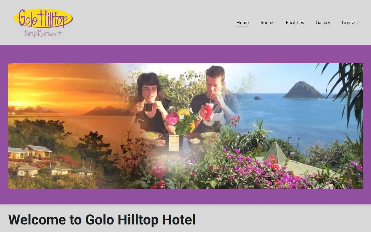 Tampilan website resmi Golo Hilltop Hotel (golohilltop.com)