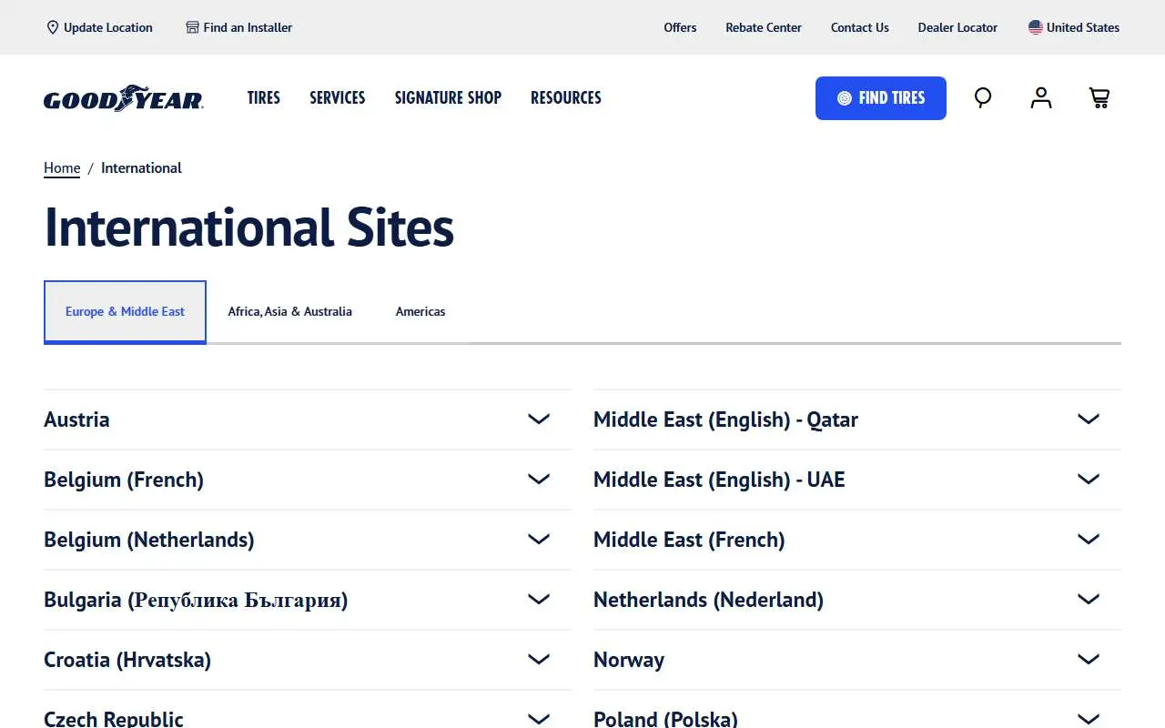 Tampilan website resmi Goodyear Indonesia (goodyear.com)