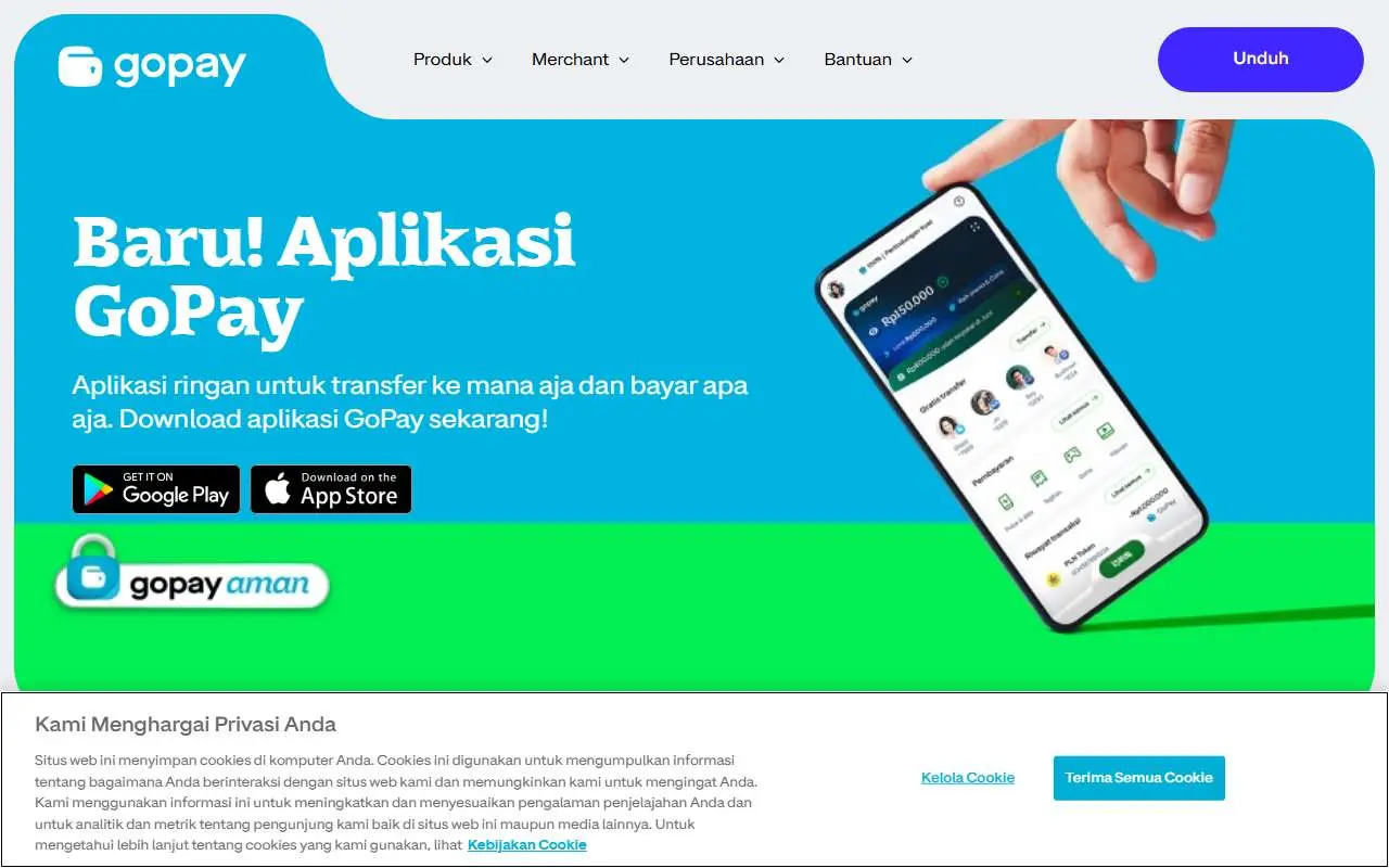 Tampilan website resmi GoPay (gopay.co.id)