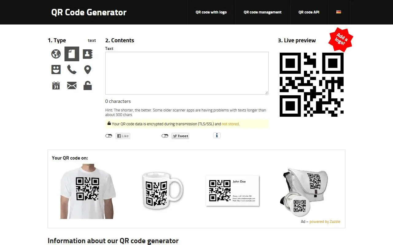 Tampilan website resmi goQR.me (goqr.me)