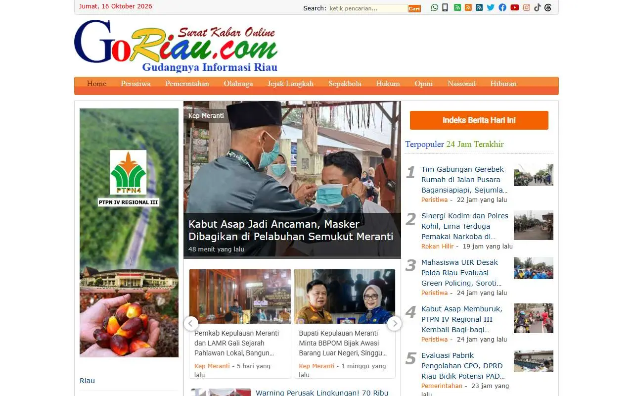 Tampilan website resmi Go Riau (goriau.com)