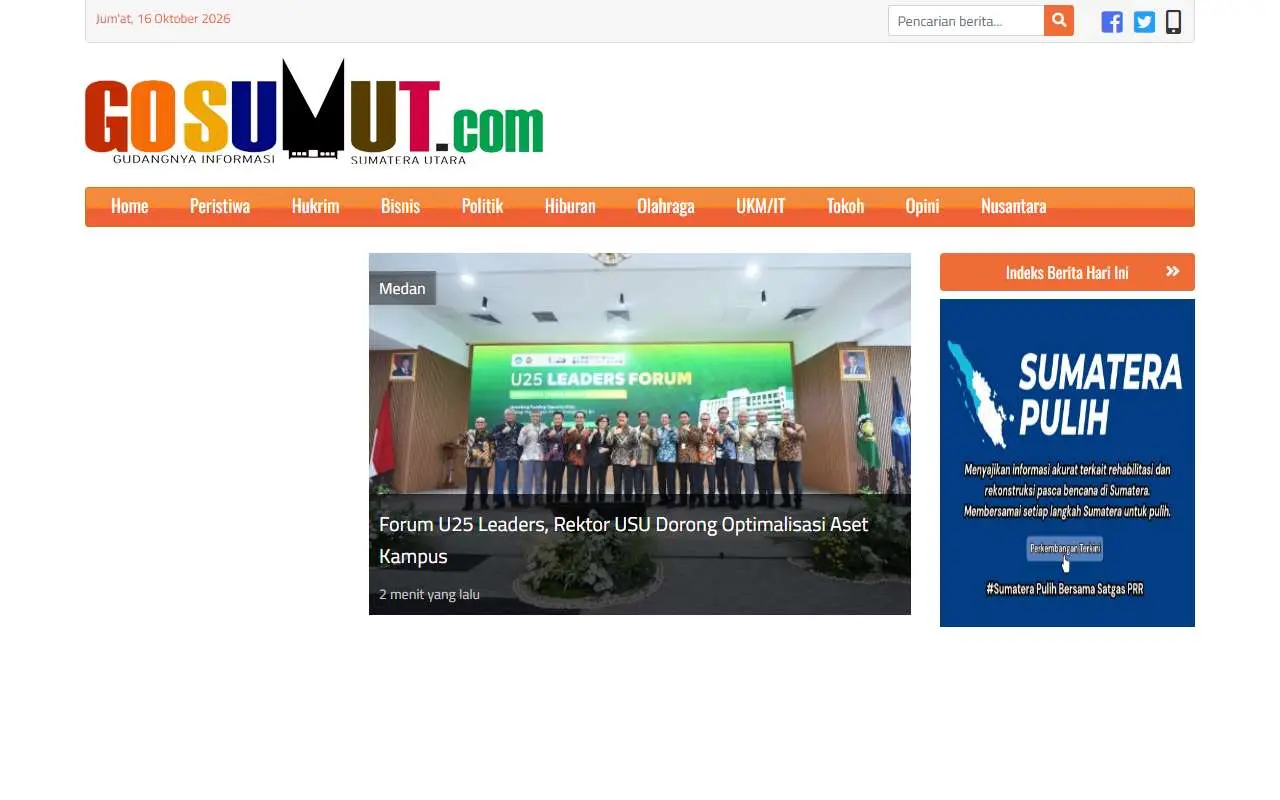 Tampilan website resmi Go Sumut (gosumut.com)