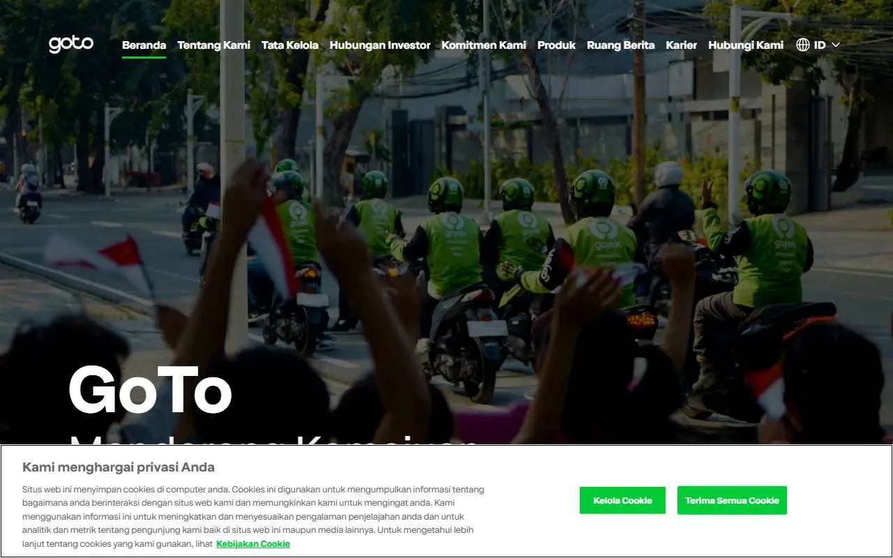 Tampilan website resmi Grup GoTo (gotocompany.com)