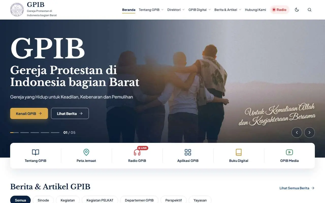 Tampilan website resmi GPIB (gpib.or.id)
