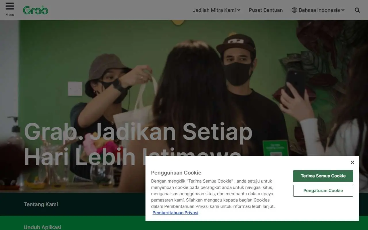 Tampilan website resmi Grab (grab.com)