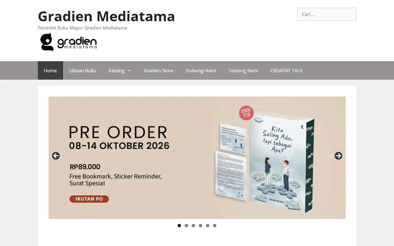Tampilan website resmi Gradien Mediatama (gradienmediatama.com)