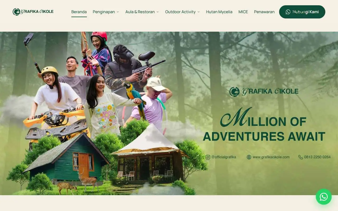 Tampilan website resmi Terminal Wisata Grafika Cikole (grafikacikole.com)