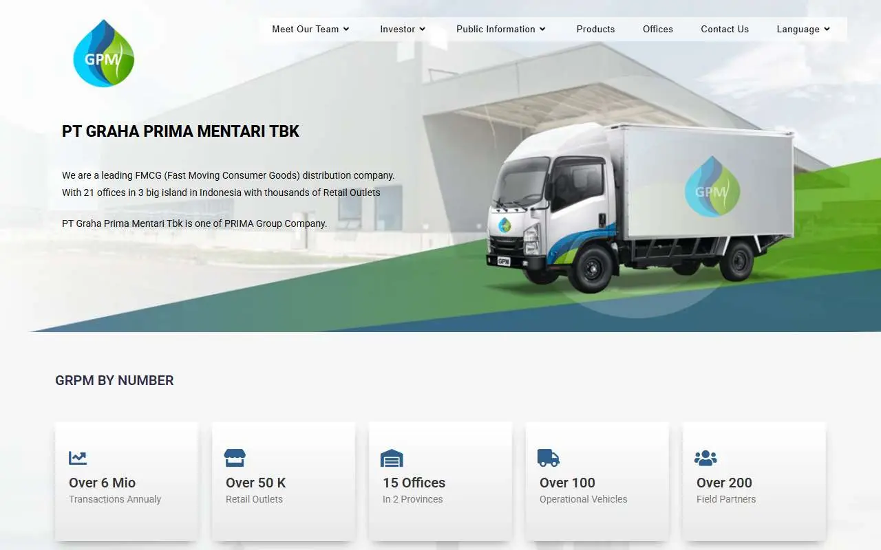 Tampilan website resmi Graha Prima Mentari (grahaprimamentari.co.id)