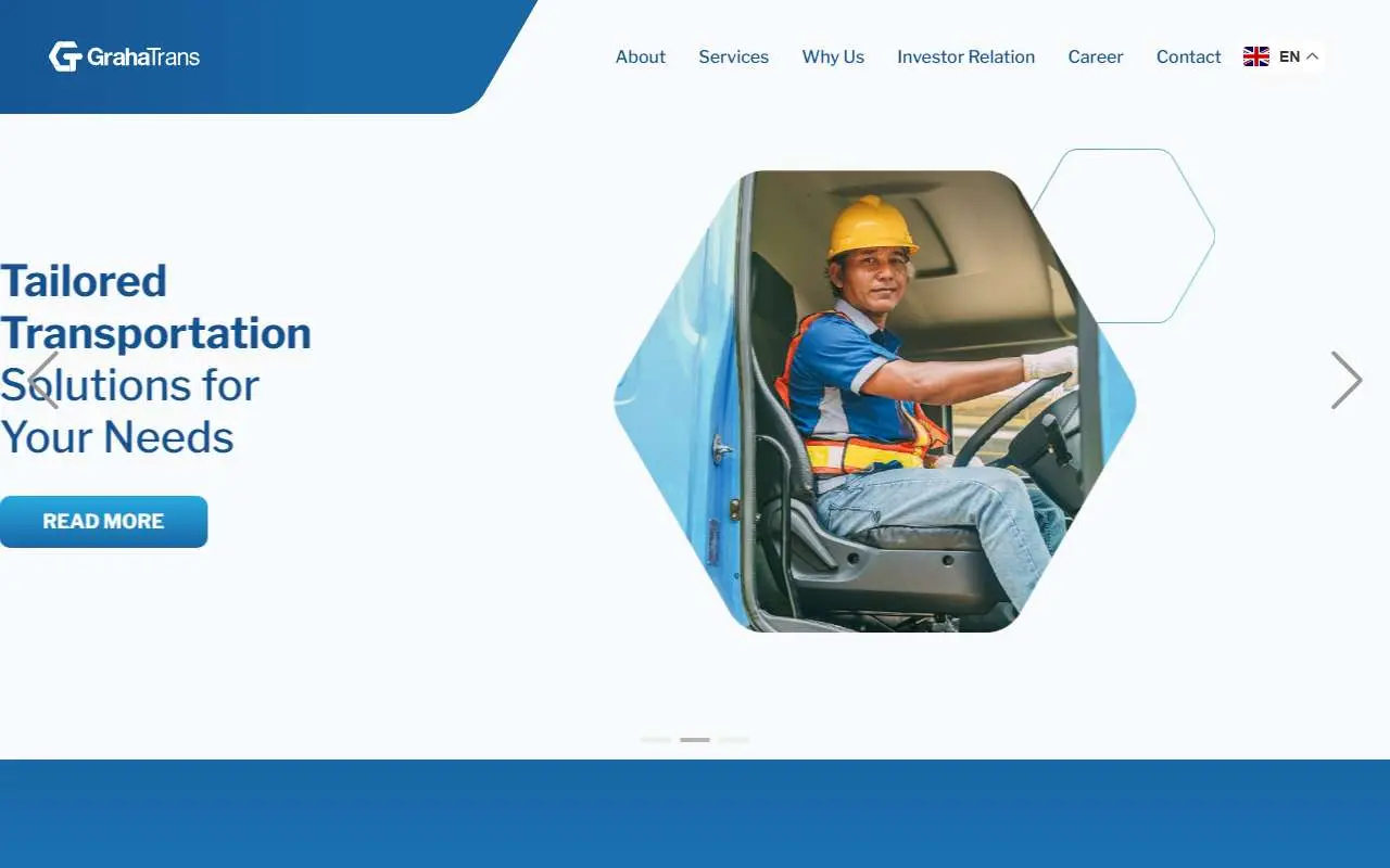 Tampilan website resmi Grahaprima Suksesmandiri (grahatrans.com)